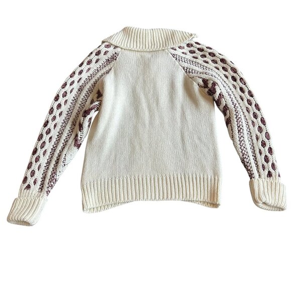 Cozy White and Brown Women's Sweater - Picture 7 of 12
